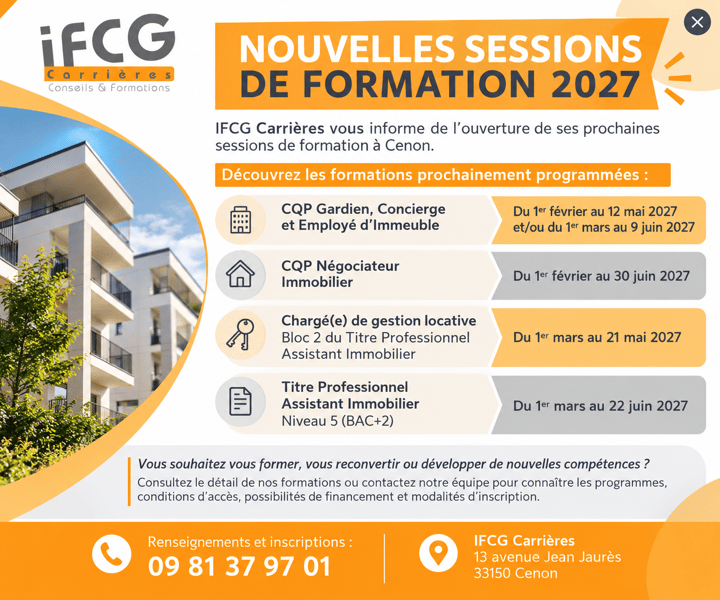 Nouvelles sessions de formation 2027 ifcg carrieres